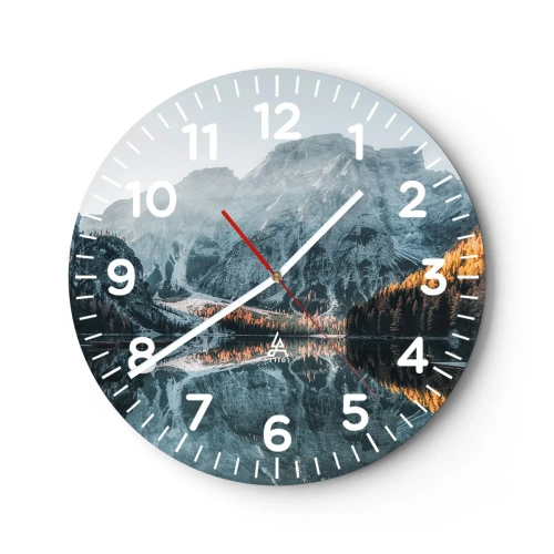 Ceas de perete - Ceas pe sticlă - Peisaj în oglindă - 40x40 cm