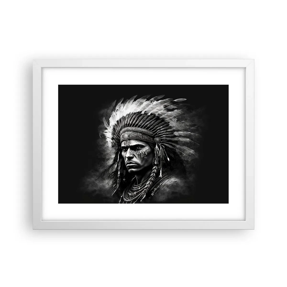 Poster în ramă albă - Conducător și luptător - 40x30 cm