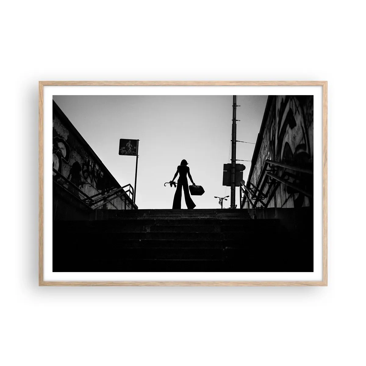 Poster în ramă de stejar deschis - Rătăcire urbană - 100x70 cm