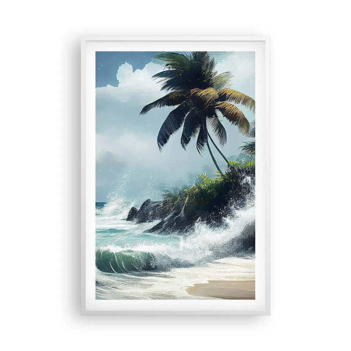 Poster în ramă albă - Pe un țărm tropical - 61x91 cm