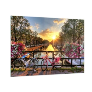 Tablou pe sticlă - Dimineața de primăvară în Amsterdam - 100x70 cm