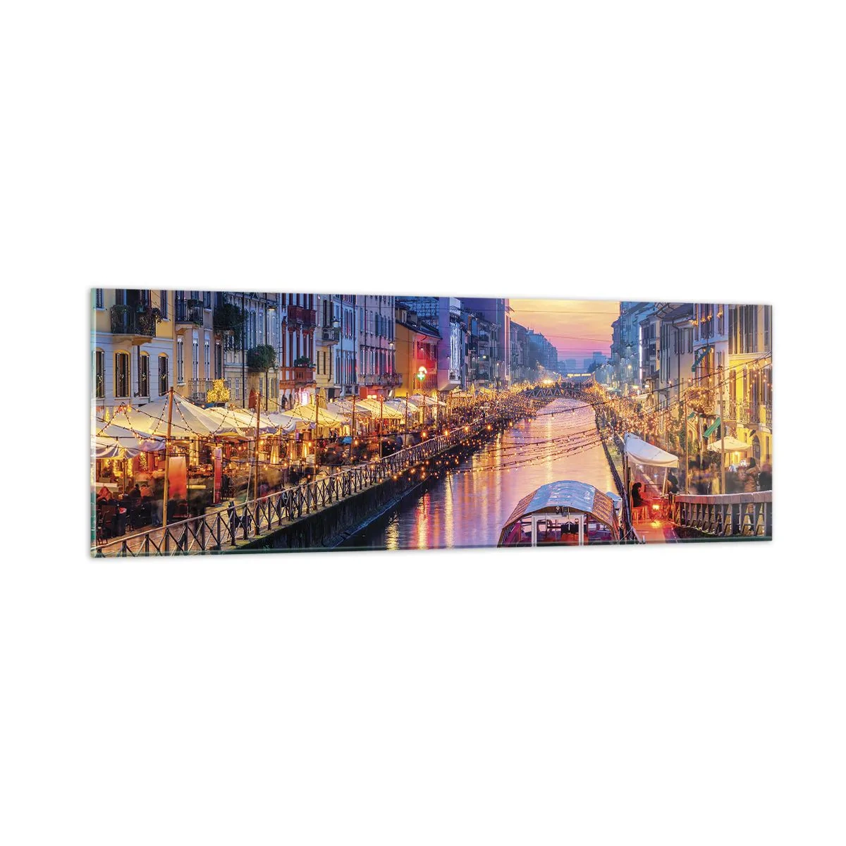 Tablou pe sticlă - O seară de lumină și distracție - 90x30 cm