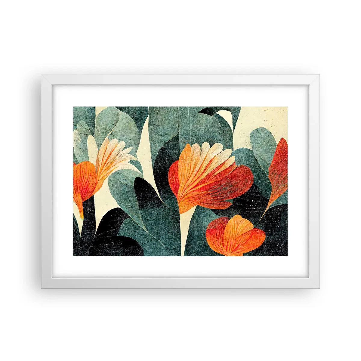 Poster în ramă albă - Căldura de la tropice și răcoarea verdeței - 40x30 cm