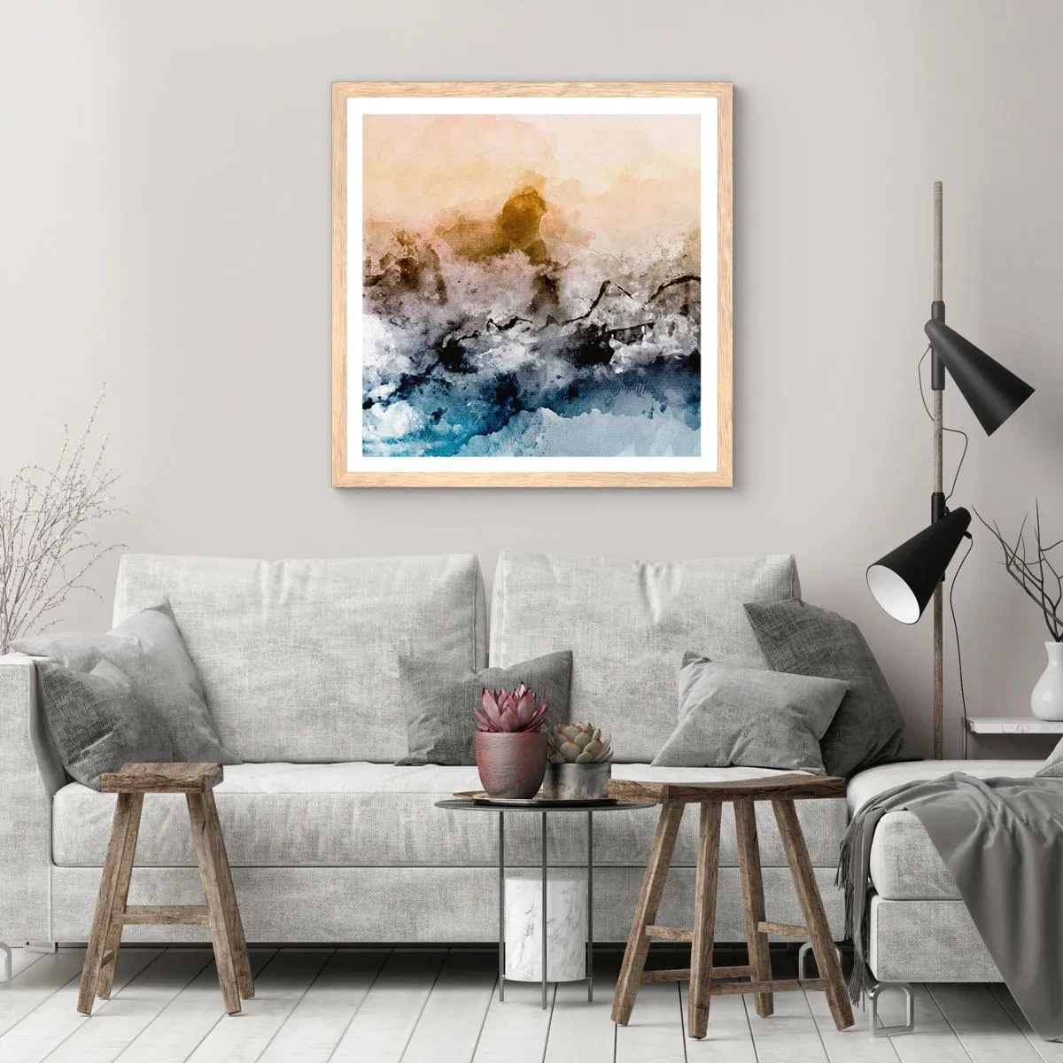 Poster în ramă de stejar deschis - Scufundate într-un vârtej de ceață - 40x40 cm