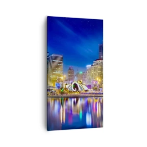 Tablou pe pânză - Noaptea de curcubeu a metropolei - 55x100 cm