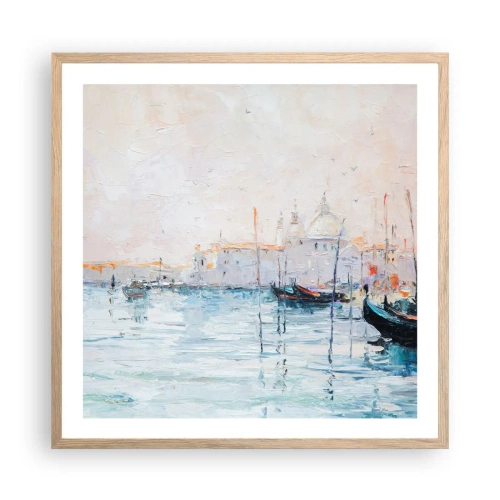 Poster în ramă de stejar deschis - În spatele apei, în spatele ceții - 60x60 cm