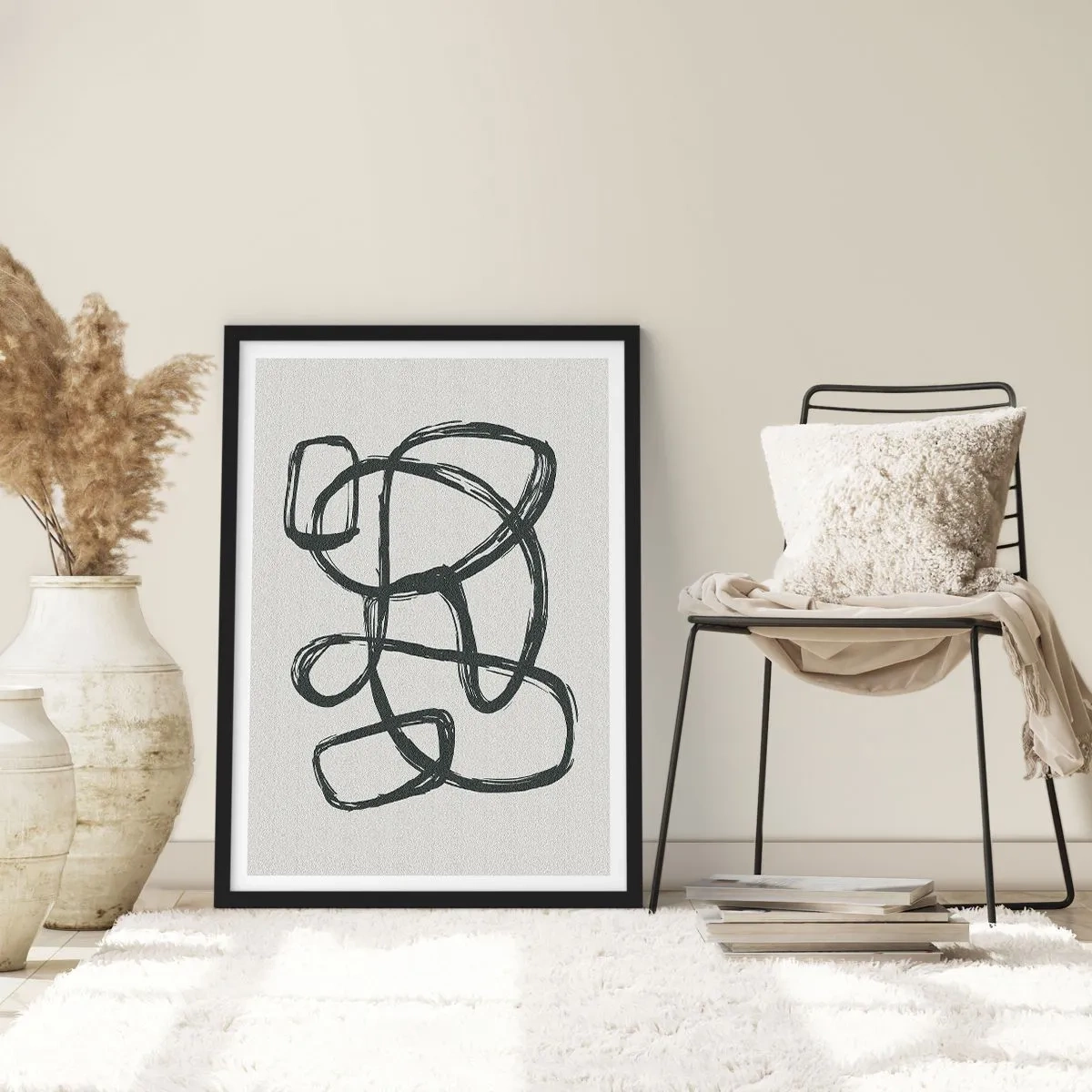 Poster în ramă neagră - Abstracție în buclă - 61x91 cm