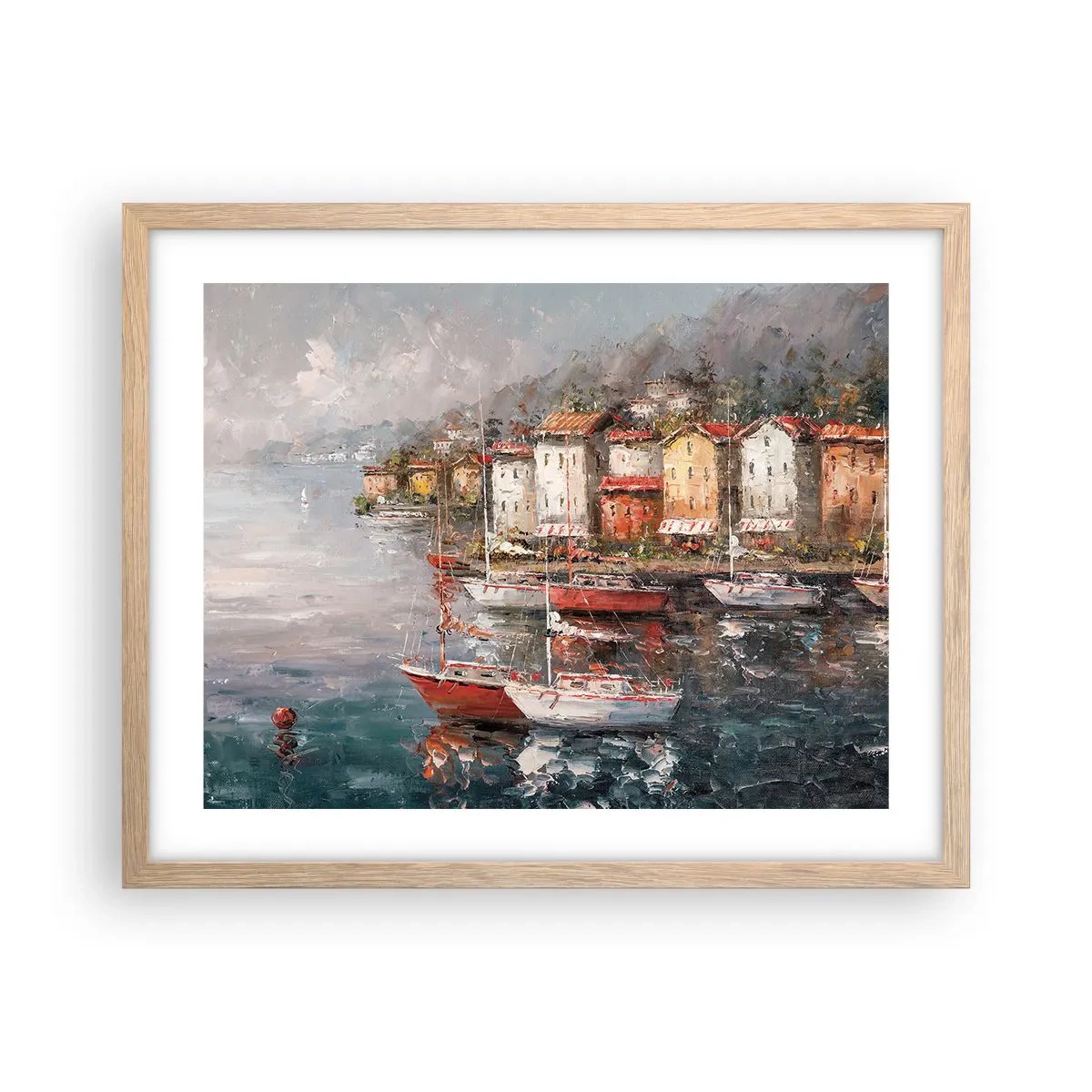 Poster în ramă de stejar deschis - Portul romantic - 50x40 cm