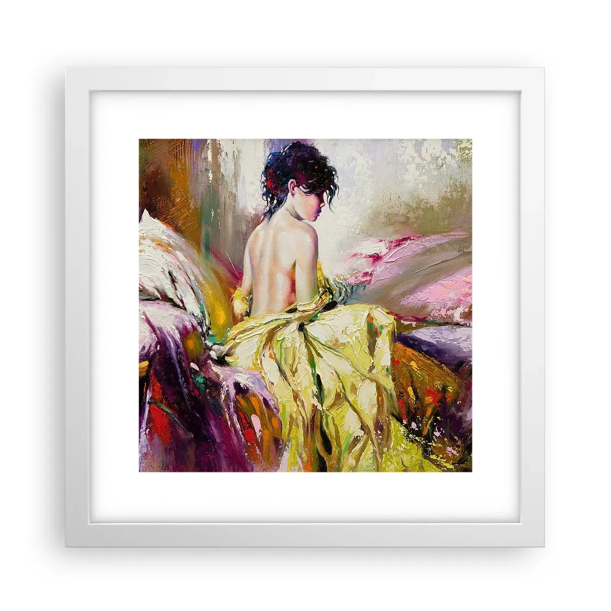 Poster în ramă albă - Mi⁠-⁠aș muia buzele în paharul cu vin de pe masa ta - 30x30 cm