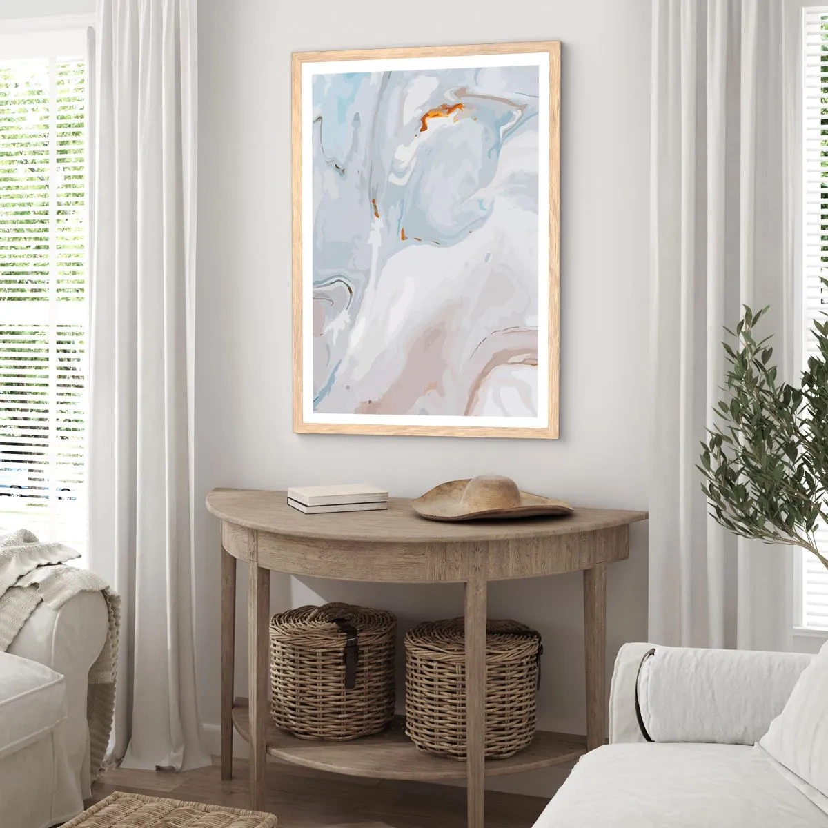 Poster în ramă de stejar deschis - Albul ridicat - 61x91 cm