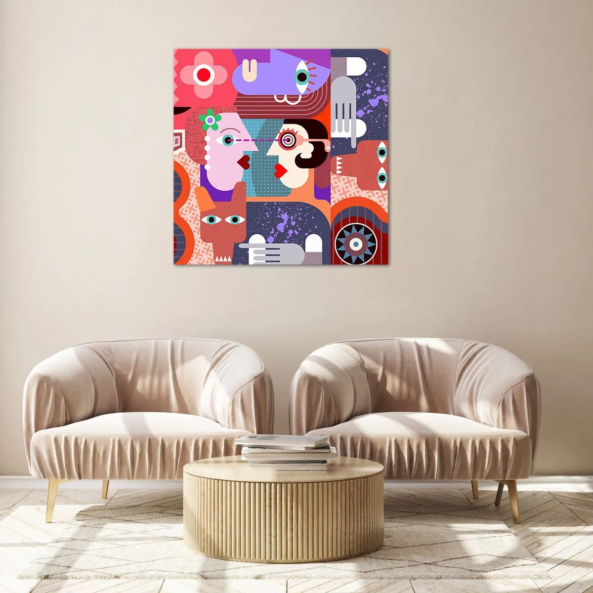 Tablou pe sticlă - Ochi în ochi - 60x60 cm