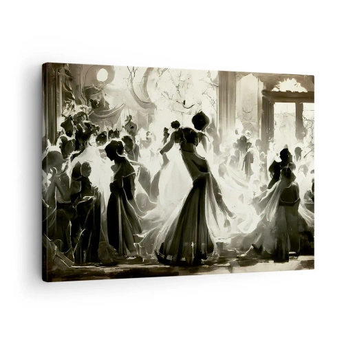 Tablou pe pânză Canvas - Minge în stil retro în alb și negru - 70x50cm - Marea mascaradă - Decorațiune modernă pentru perete pentru living și dormitor ARTTOR