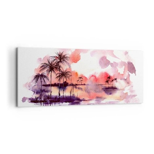 Tablou pe pânză - Liniștea tropicelor în roșu - 100x40 cm