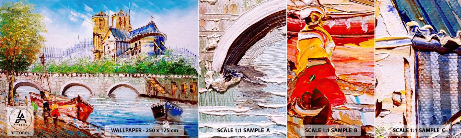 Mostră tapet autocolant Deluxe Sticker - Timpul lor nu trece niciodată - Oraș, Paris, Arhitectură - 100x30 cm