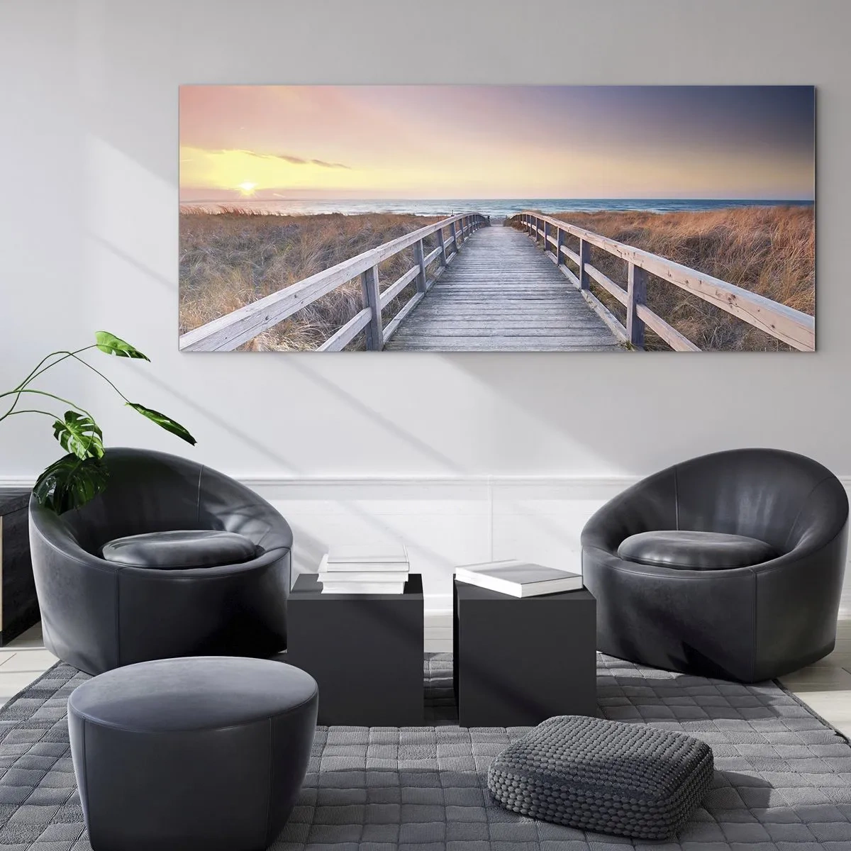 Tablou pe sticlă - Aurora baltică de seară - 100x40 cm