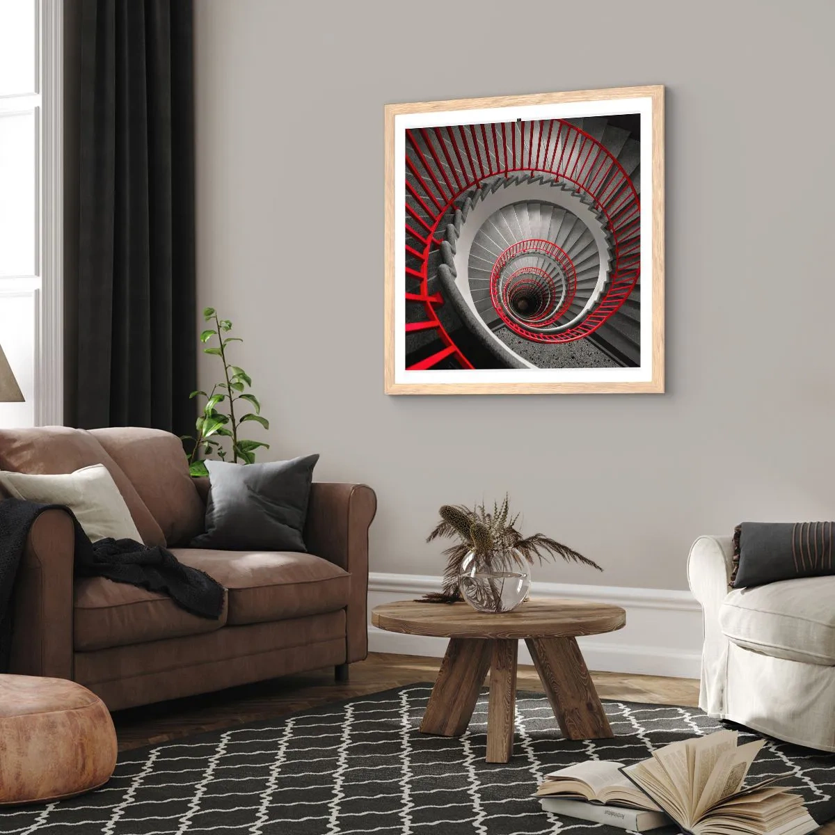 Poster în ramă de stejar deschis - Jocuri arhitecturale - 60x60 cm