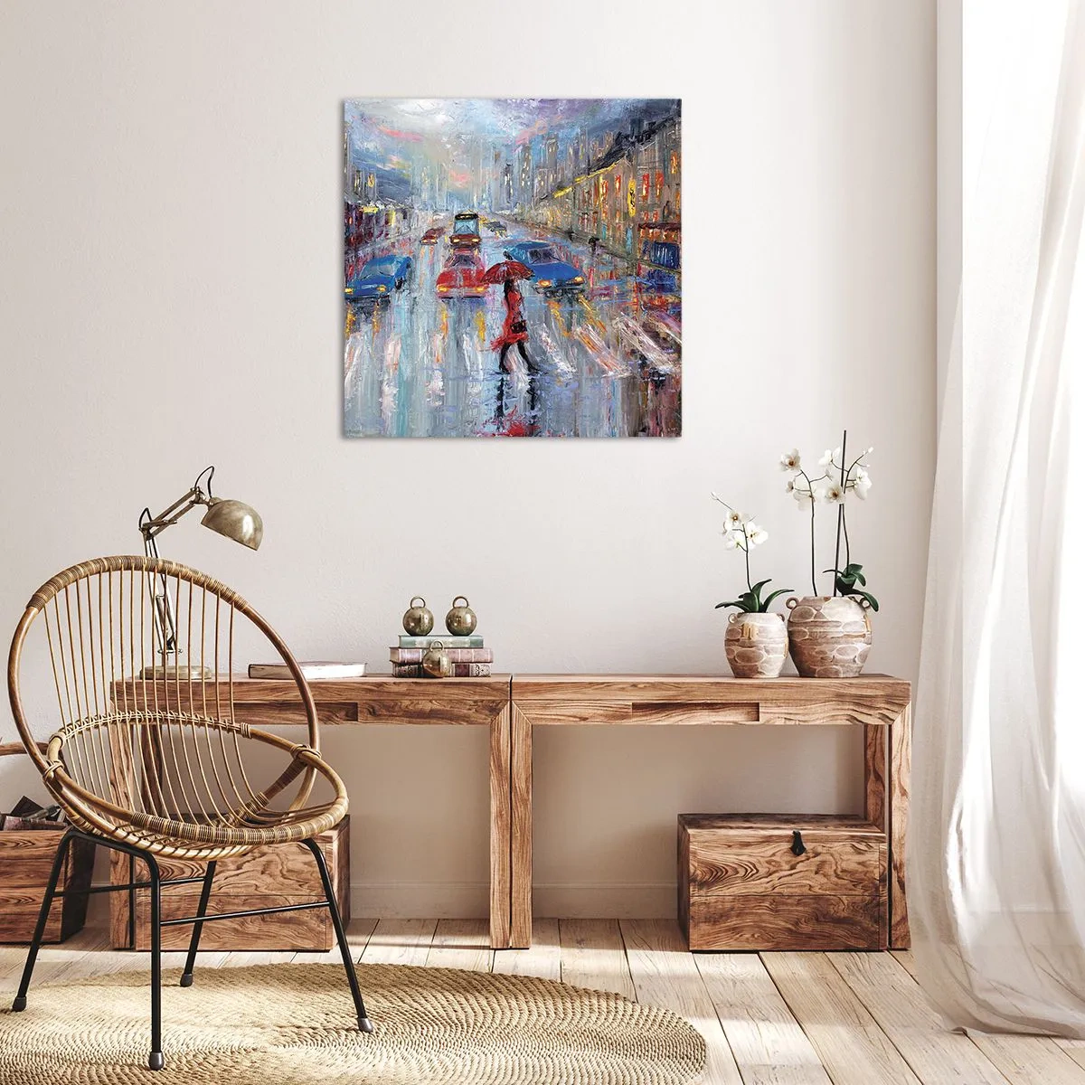 Tablou pe pânză - O după-amiază ploioasă în oraș - 50x50 cm