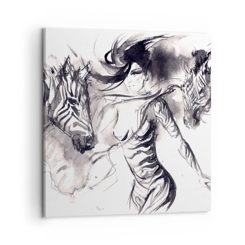 Tablou pe pânză - Dansând cu zebrele - 50x50 cm