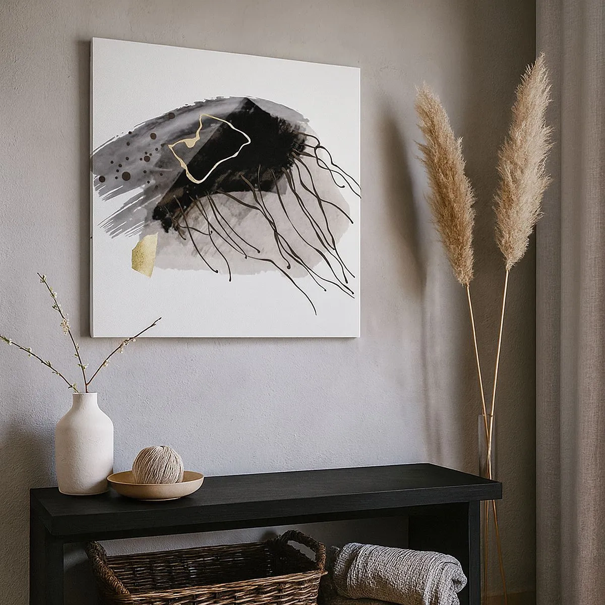 Tablou pe pânză - Negru și aur - 30x30 cm