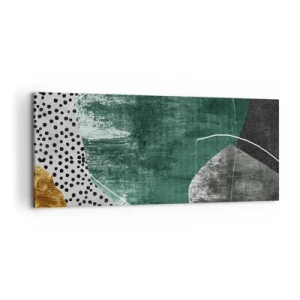 Tablou pe pânză - Abstracție colorată cu fulgi de aur - 100x40 cm