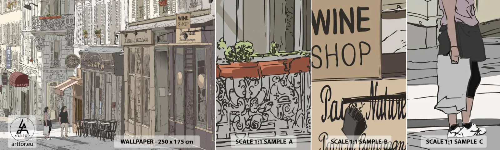 Mostră tapet autocolant Deluxe Sticker - Bucurii urbane - Arhitectură, Oraș, Paris - 100x30 cm