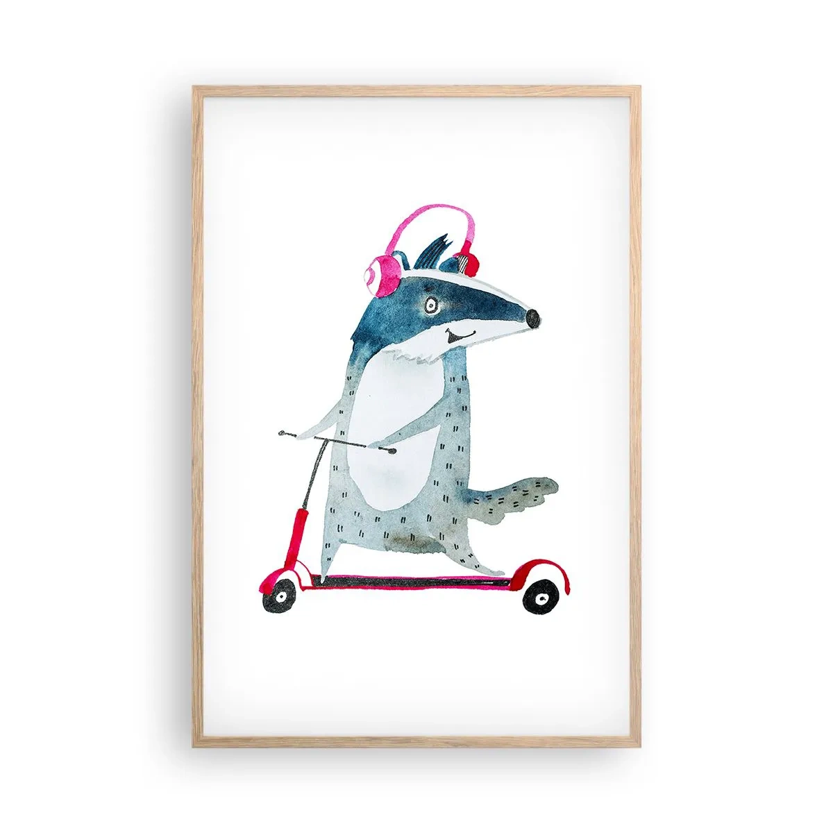 Poster în ramă de stejar deschis - Bucurie de bursuc - 61x91 cm