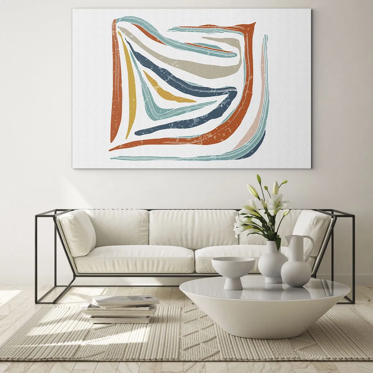 Tablou pe sticlă - Abstracție prietenoasă și zâmbitoare - 100x70 cm