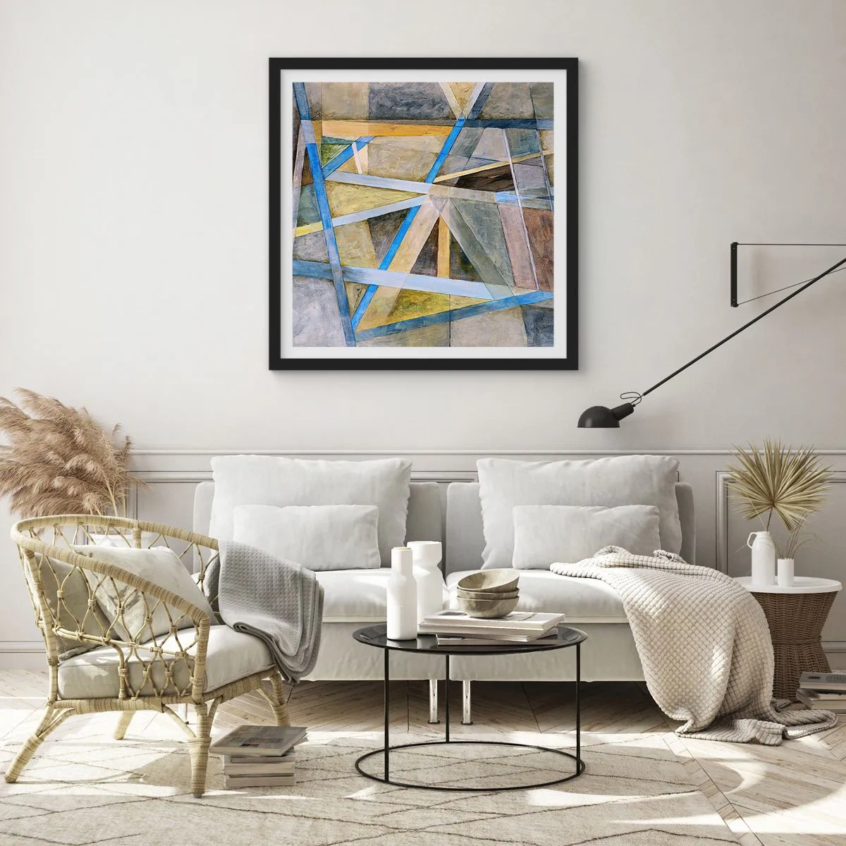 Poster în ramă neagră - Drept sau de-a curmezișul? - 30x30 cm