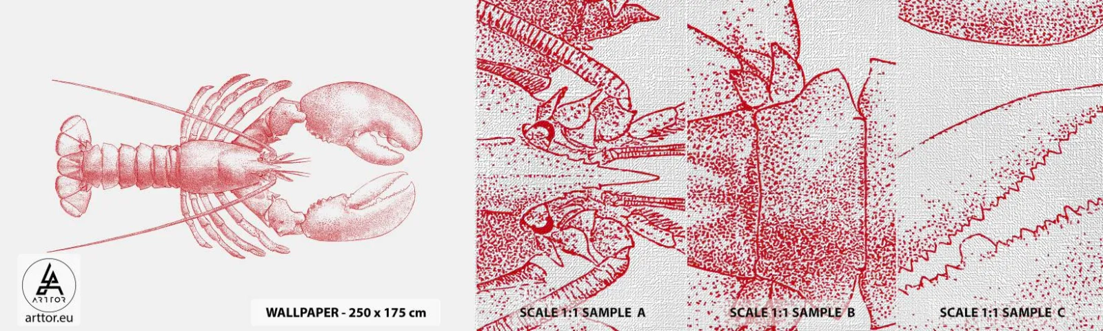 Mostră tapet Premium Canvas - Homar demn de Homer - Homar, Fructe de mare, Crustacee - 100x30 cm