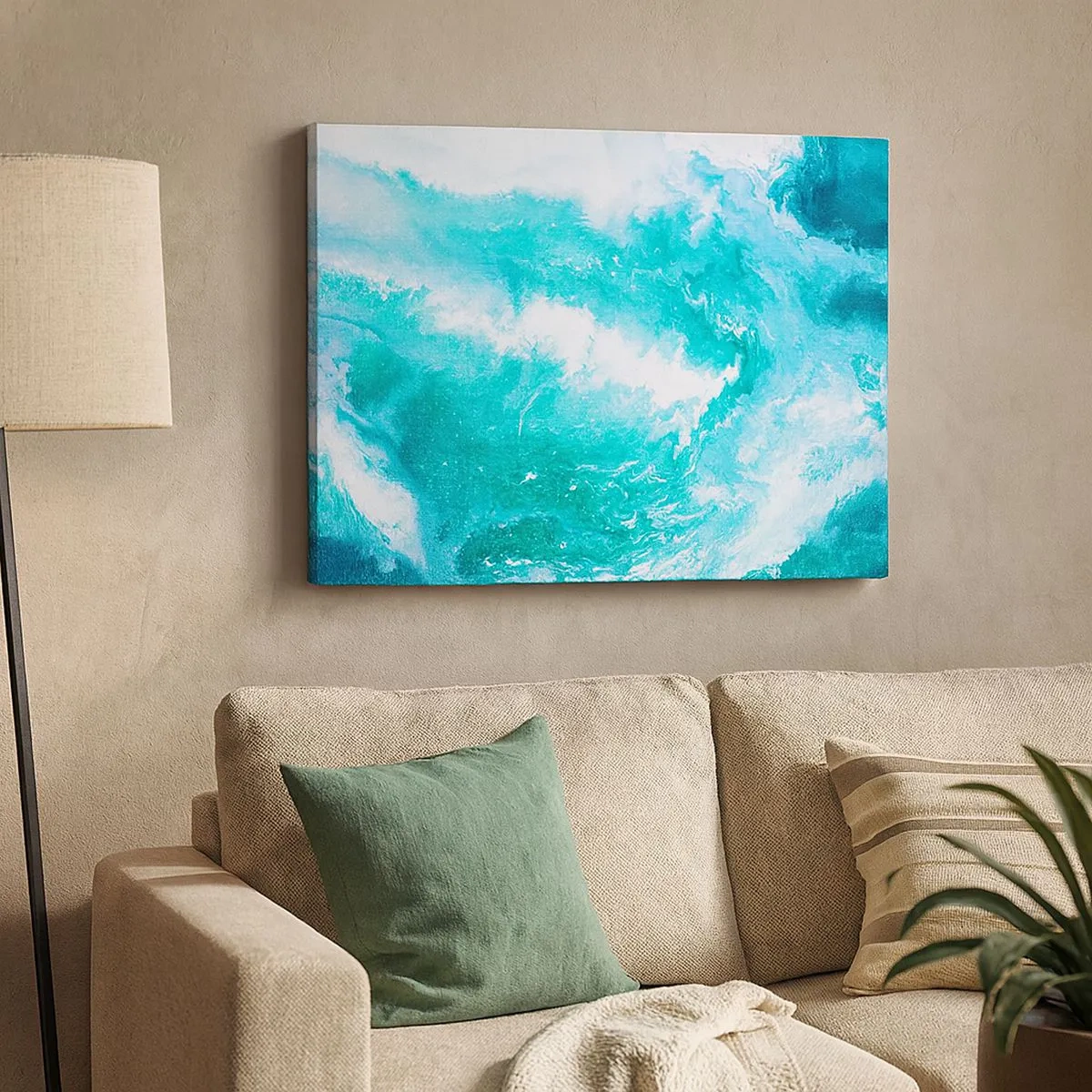 Tablou pe pânză Canvas - Vârtej abstract în nuanțe de albastru - 70x50cm - În nucleul elementului - Decorațiune modernă pentru perete pentru living și dormitor ARTTOR
