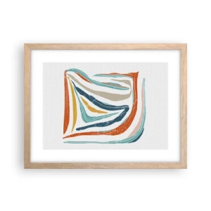 Poster în ramă de stejar deschis - Abstracție prietenoasă și zâmbitoare - 40x30 cm