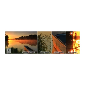 Mostră tapet autocolant Deluxe Sticker - Răsăritul soarelui peste apă ca un strat de oglindă - Peisaj, Lac, Dimineaţă - 100x30 cm