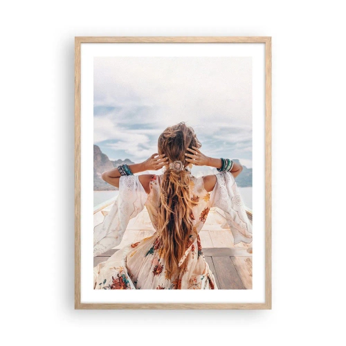 Poster în ramă de stejar deschis - Pe drumul spre fericire - 50x70 cm