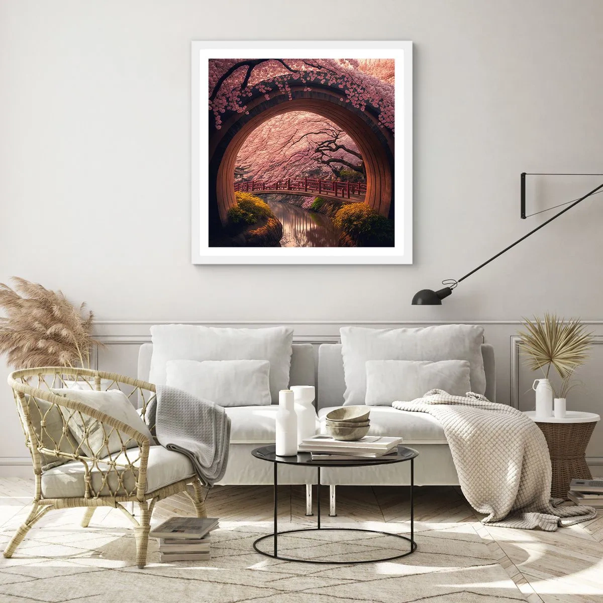 Poster în ramă albă - Primăvara japoneză - 30x30 cm
