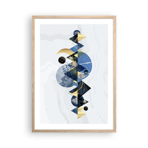 Poster în ramă de stejar deschis - Peisaj geometric - 50x70 cm