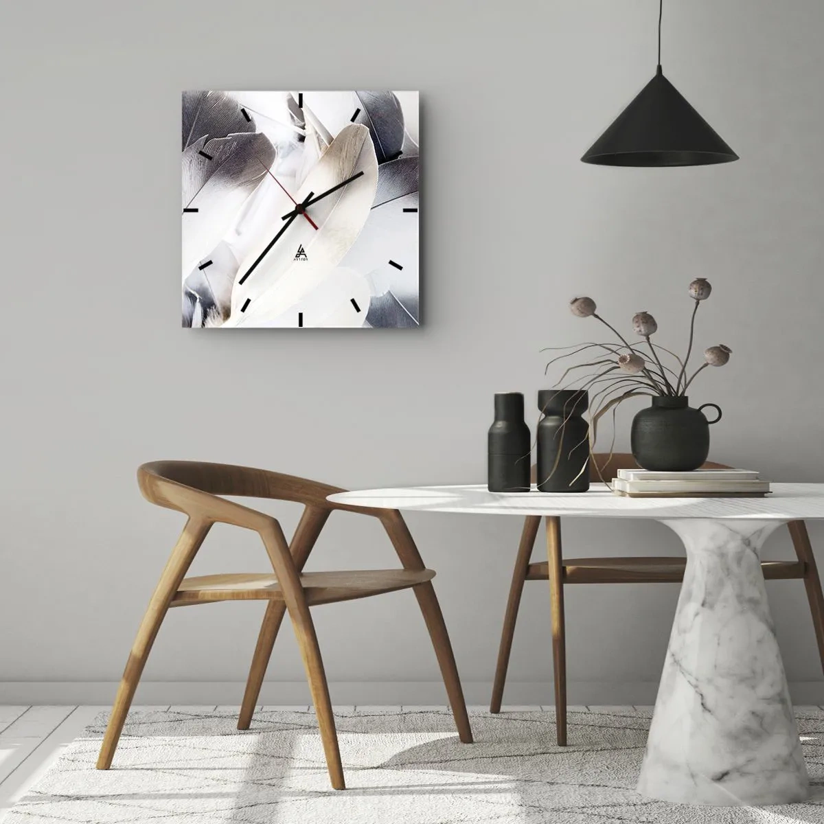 Ceas de perete - Ceas pe sticlă - Aproape angelice - 40x40 cm