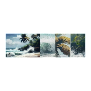 Mostră tapet Premium Canvas - Pe un țărm tropical - plajă, Tropical, palmier - 100x30 cm