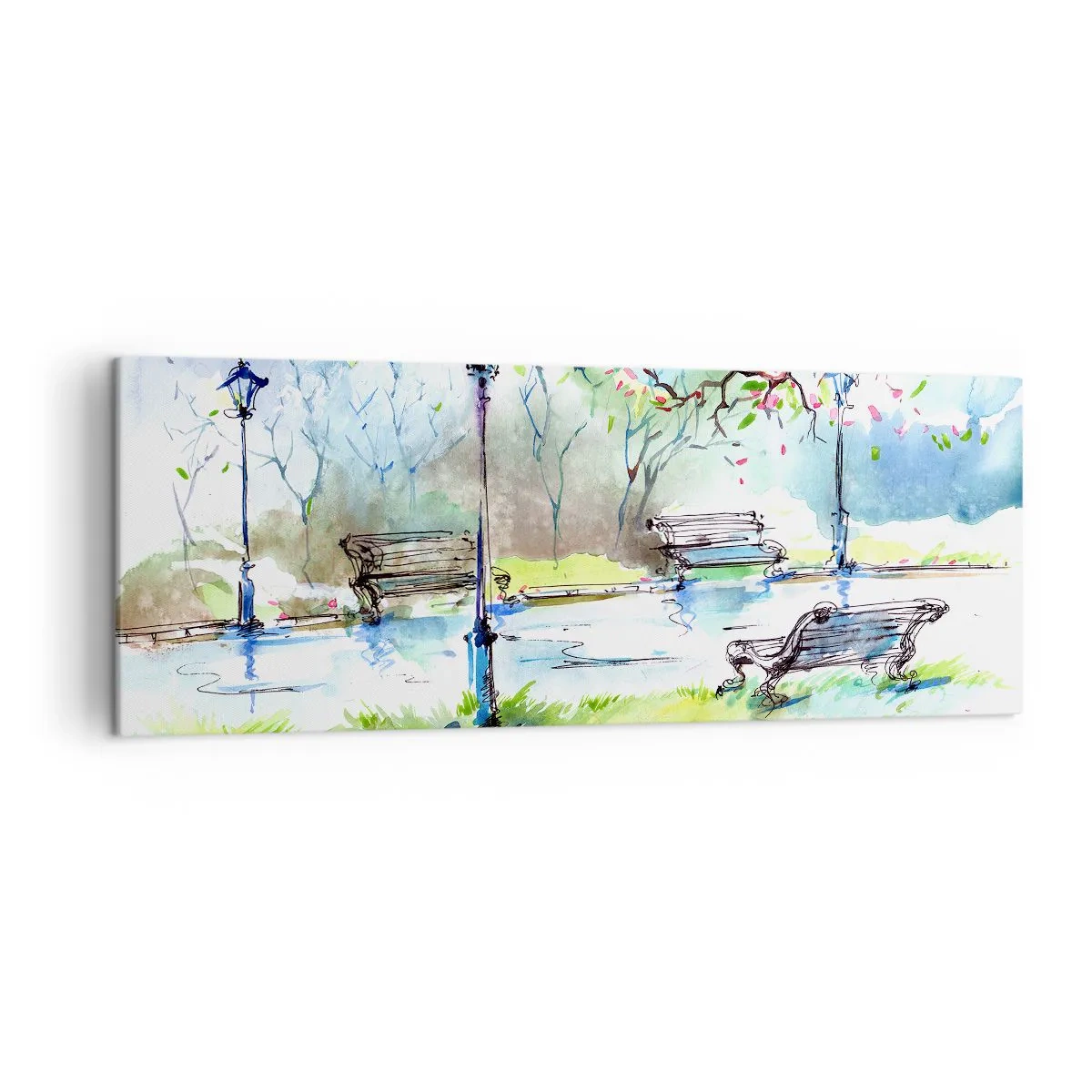 Tablou pe pânză - Magia liniștii din parc - 140x50 cm