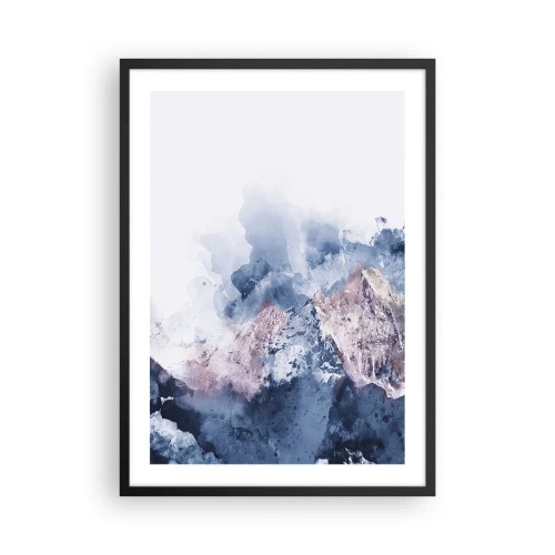 Poster în ramă neagră - Munți abstracți în nuanțe de albastru - 50x70cm - Acestea sunt vârfurile! - Decorațiune modernă pentru perete pentru living și dormitor ARTTOR