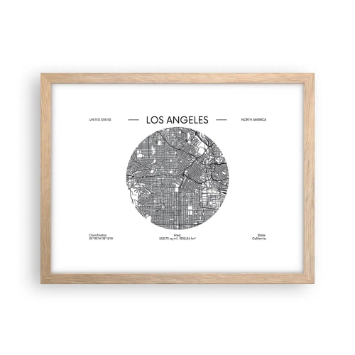 Poster în ramă de stejar deschis - Anatomia Los Angeles - 40x30 cm
