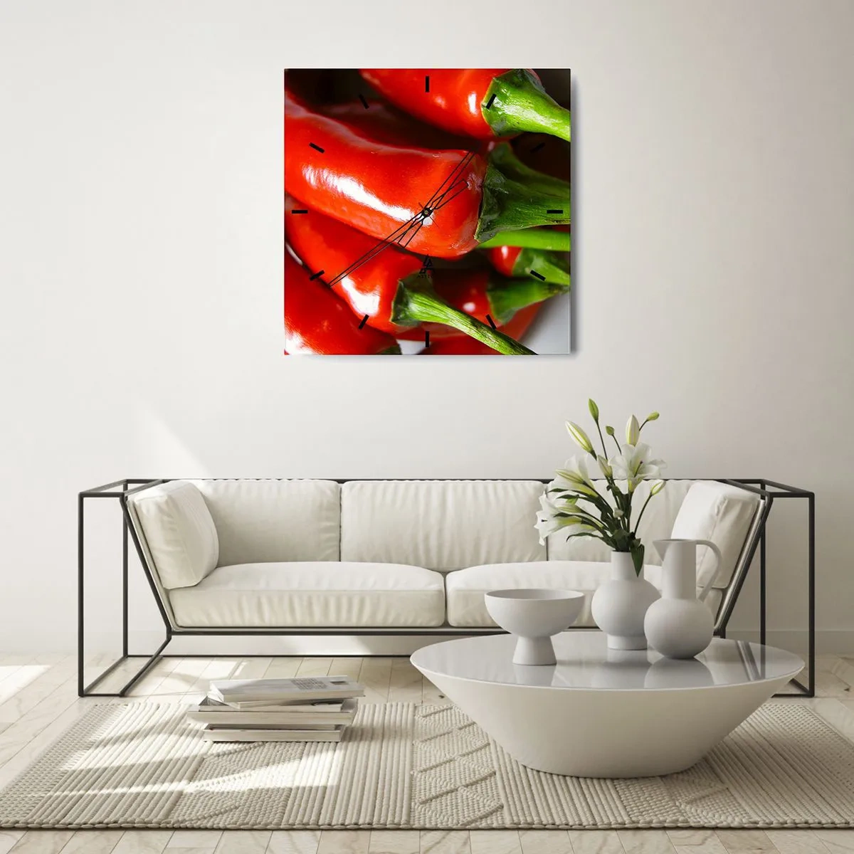 Ceas de perete - Ceas pe sticlă - Suculent, strălucitor, neted - 40x40 cm