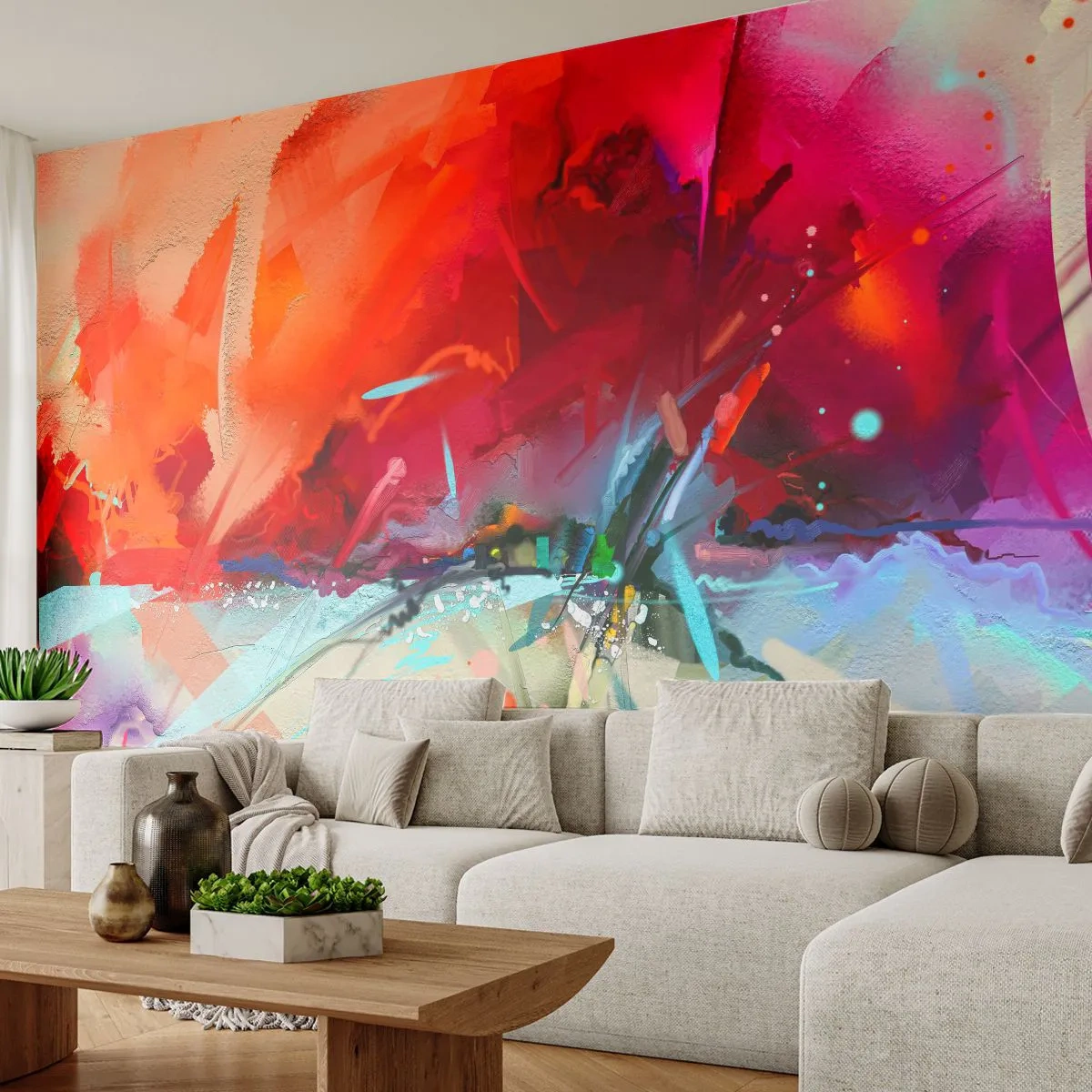 Tapet Standard Eco - O explozie de lumini și culori - Abstracția, Bucată, Acril - 400x280 cm