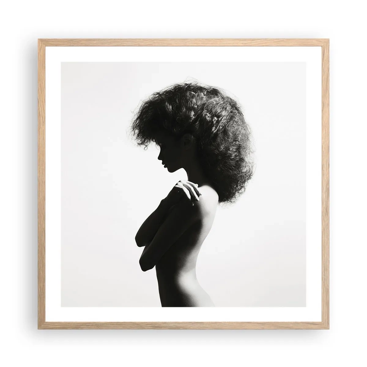 Poster în ramă de stejar deschis - Ca o floare pe o tulpină subțire - 60x60 cm