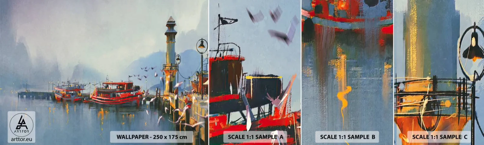 Mostră tapet autocolant Deluxe Sticker - La capătul lumii - Peisaj, Port, Far - 100x30 cm