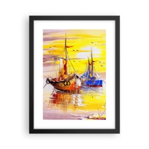 Poster în ramă neagră - O binemeritată odihnă în port - 30x40 cm