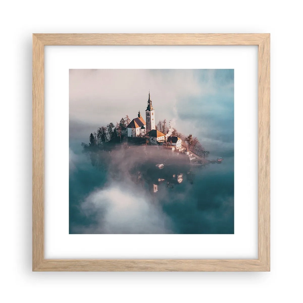 Poster în ramă de stejar deschis - Insula de vis - 30x30 cm