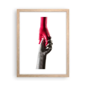 Poster în ramă de stejar deschis - Împreună, deși diferiți - 30x40 cm
