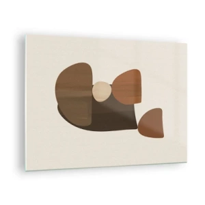 Tablou pe sticlă - Compoziție abstractă în nuanțe de maro și bej - 70x50cm - Compoziție în bronz - Decorațiune modernă pentru perete pentru living și dormitor ARTTOR