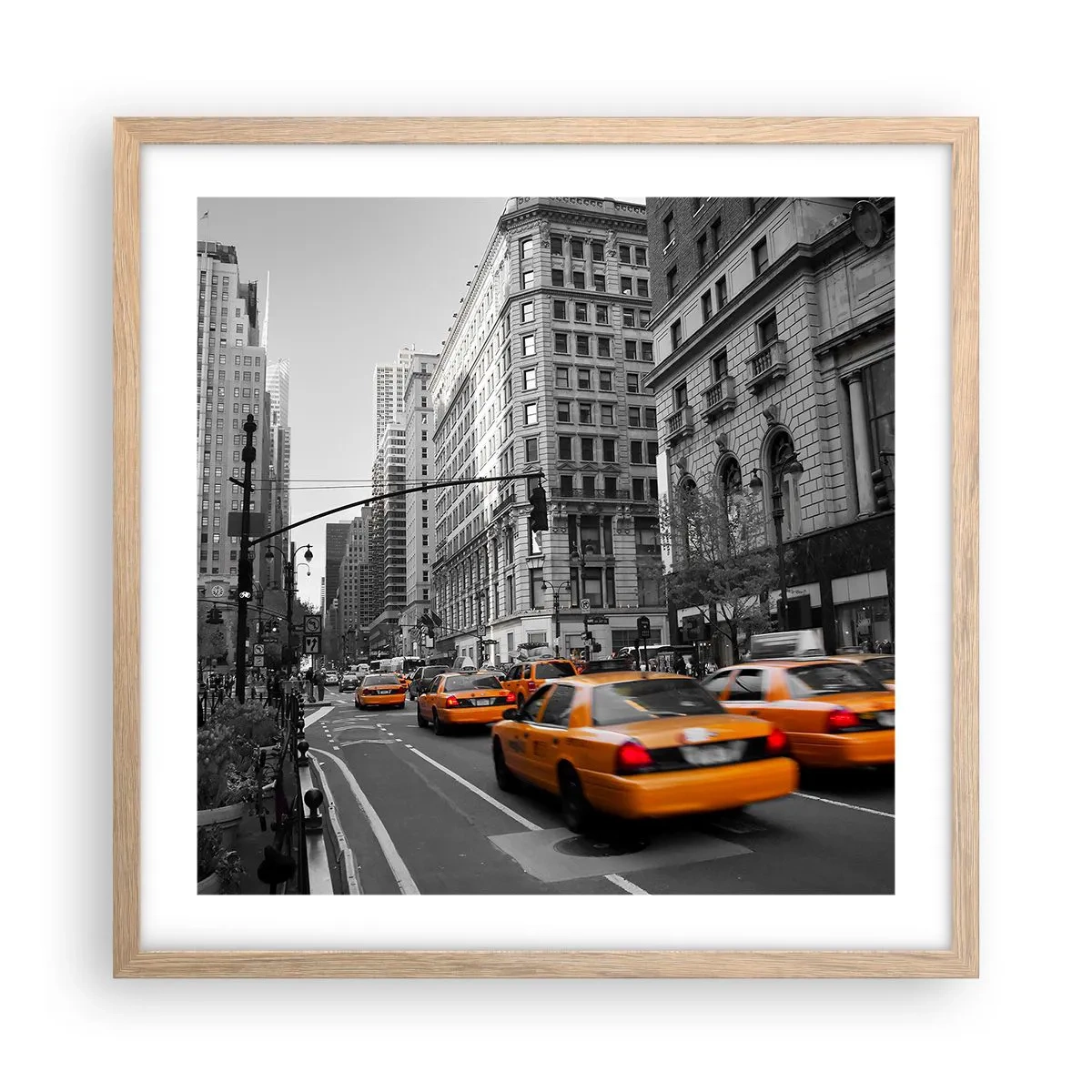 Poster în ramă de stejar deschis - Soarele marelui oraș - 50x50 cm