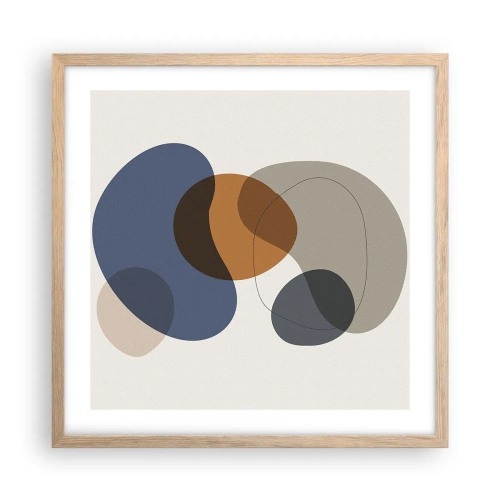 Poster în ramă de stejar deschis - Picături de culoare - 50x50 cm